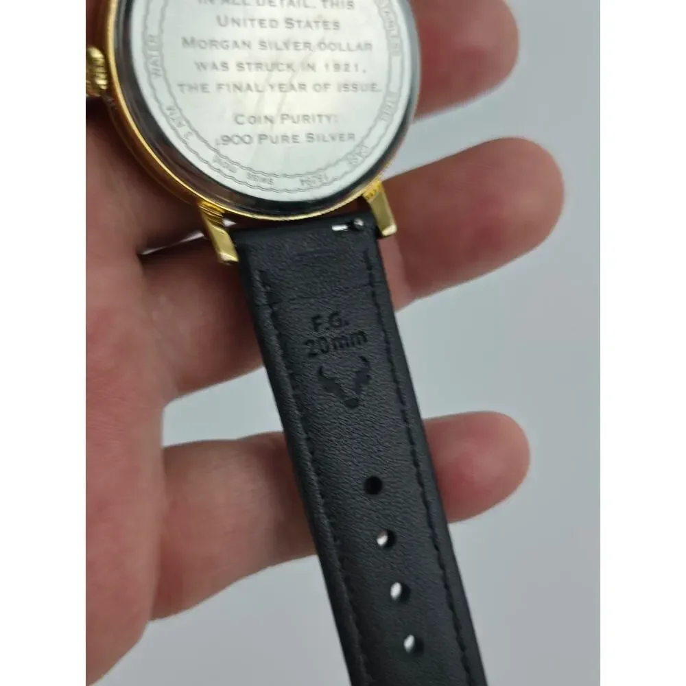 STAUER 1921 Morgan Silver Dollar 45mm Quartz Watch 18295 With Box And Paperwork
